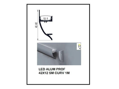 LED ALUM PROF 42X12 SM CURV 1M - LED Accessories -