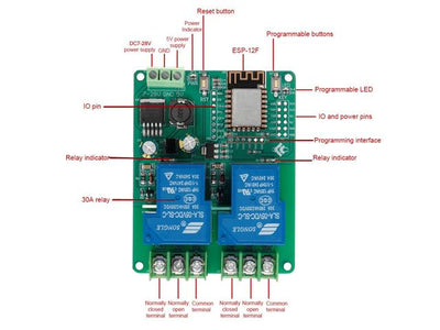 BDD ESP8266 RELAY 2CH 5/28V 30A