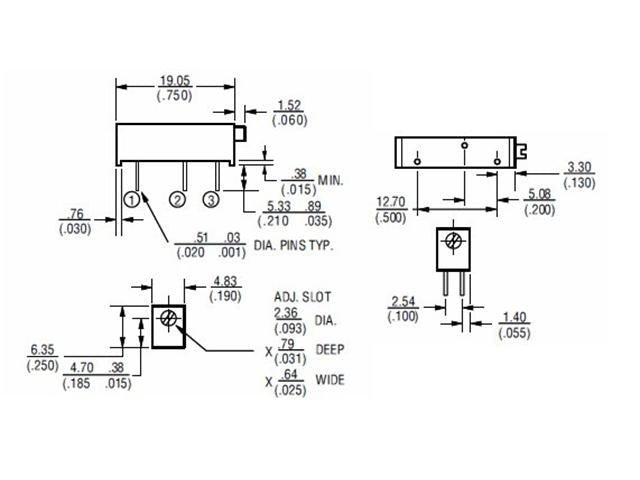 3006P - 1 - 500LF - Potentiometers, Trimmers & Rheostats -