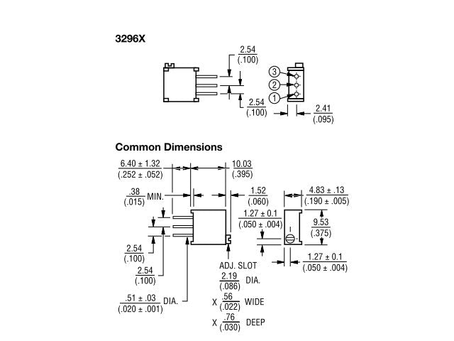 3296X - 1 - 200LF - Potentiometers, Trimmers & Rheostats -