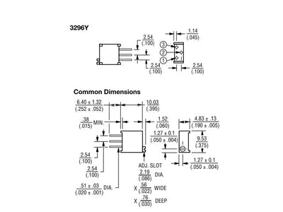 3296Y - 1 - 501LF - Potentiometers, Trimmers & Rheostats -
