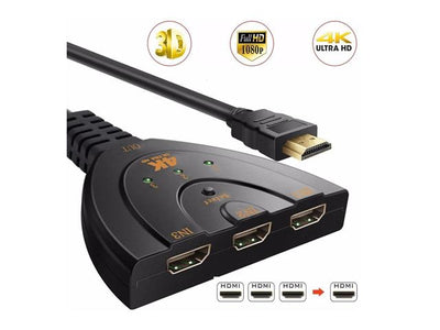 3WAY HDMI SELECTOR ON LEAD 4KPST - TV, Video & DSTV Accessories -