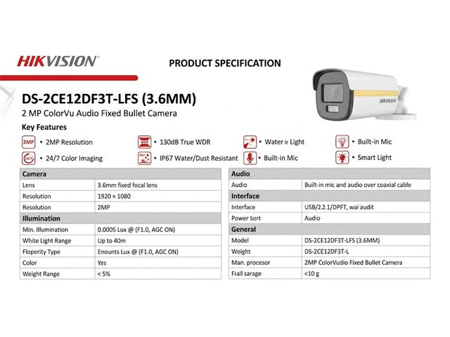 HKV DS-2CE12DF3T-LFS (3.6MM)