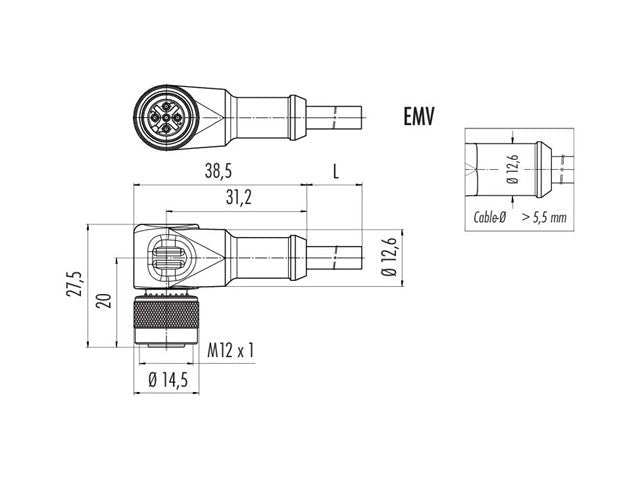 77 - 3534 - 0000 - 20708 - 0200 - Actuator/Sensor Cable -