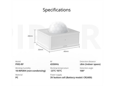SONOFF PIR3-RF 433MHZ SENSOR