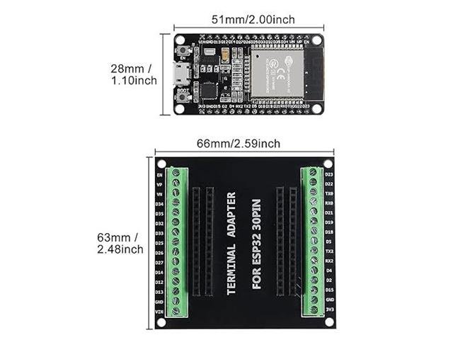 BDD ESP32 SCREW TERM B/O BOARD B - ESP8266 & ESP32 Modules -