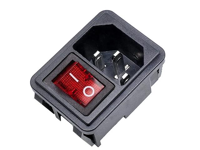BDD IEC C14M SNAP - IN W/DPST RED - Power Connectors -
