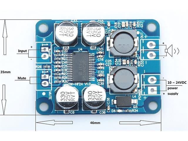 BMT AUDIO AMP MONO 60W TPA3118 - Audio / Amplifiers ect - HKD AUDIO AMP MONO 60W TPA3118