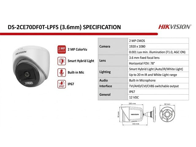 HKV DS-2CE70DF0T-LPFS (3,6MM)