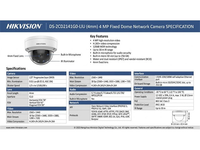 HKV DS-2CD2141G0-LIU (4MM)