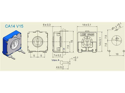 CA14NV15 22K - Potentiometers, Trimmers & Rheostats -