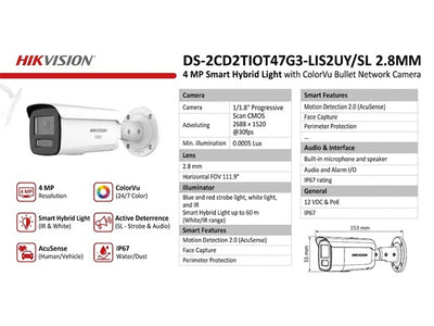 HKV DS-2CD2T47G3-LIS2UY/SL 2.8MM