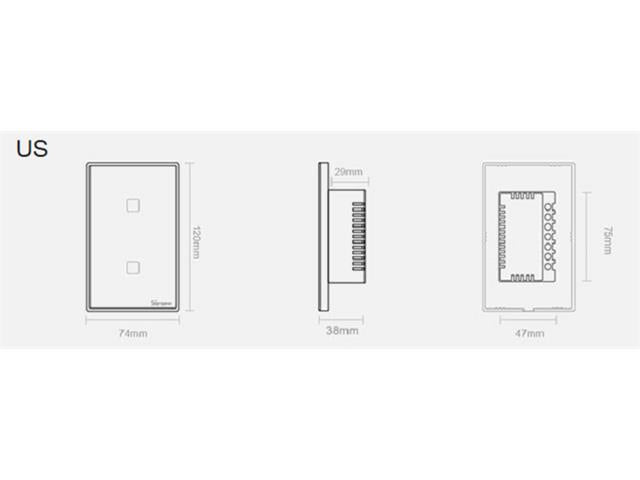 SONOFF T3 WIF+RF TOUCH US 2W BLK