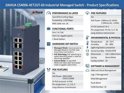DHA CS4006-4ET2GT-60 - Network Hubs & Switches - 6939554921773