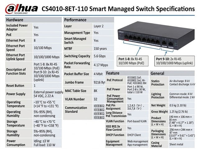 DHA CS4010-8ET-110 - Network Hubs & Switches - 6923172571168