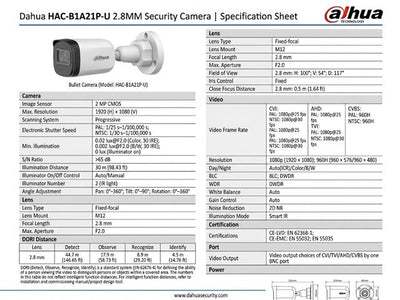 DHA HAC-B1A21P-U 2.8MM - CCTV Products & Accessories - 6939554970245