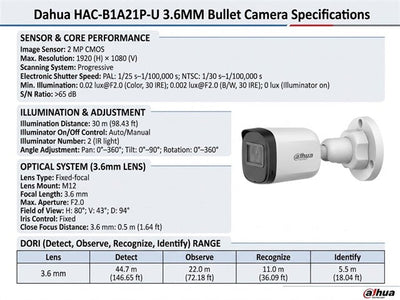 DHA HAC-B1A21P-U 3.6MM - CCTV Products & Accessories - 6939554955006
