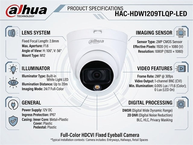 DHA HAC-HDW1209TLQP-LED 2.8MM - CCTV Products & Accessories - 6923172546098