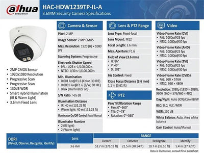 DHA HAC-HDW1239TP-IL-A 3.6MM - CCTV Products & Accessories - 6923172539182