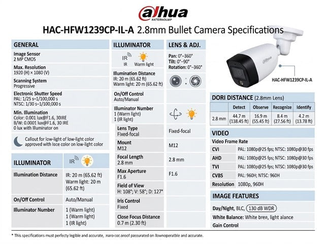 DHA HAC-HFW1239CP-IL-A 2.8MM - CCTV Products & Accessories - 6939554986734