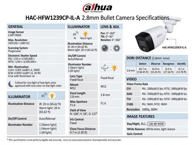 DHA HAC-HFW1239CP-IL-A 2.8MM - CCTV Products & Accessories - 6939554986734