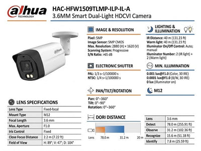 DHA HAC-HFW1509TLMP-IL-A 3.6MM - CCTV Products & Accessories - 6923172540621