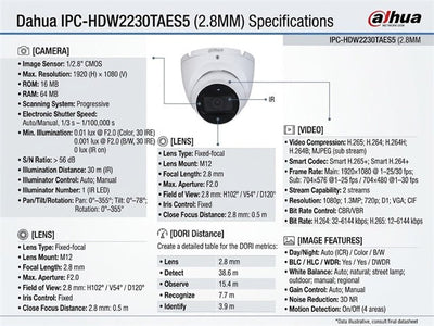 DHA IPC-HDW2230TAES5 2.8MM - CCTV Products & Accessories - 8435280914365
