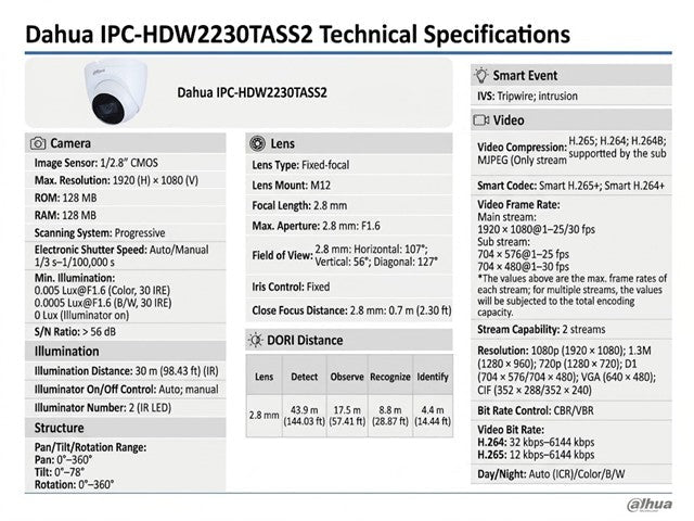 DHA IPC-HDW2230TASS2 2.8MM - CCTV Products & Accessories - 6923172535344