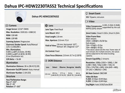 DHA IPC-HDW2230TASS2 2.8MM - CCTV Products & Accessories - 6923172535344