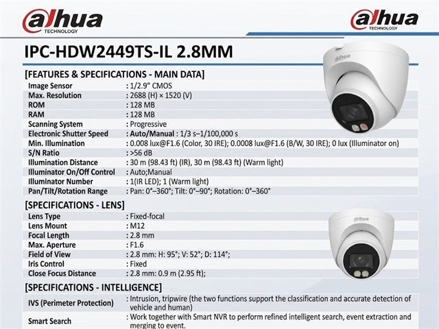 DHA IPC-HDW2449TS-IL 2.8MM - CCTV Products & Accessories - 6923172537782
