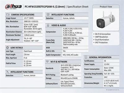 DHA IPC-HFW1539DTK1PSAW-IL 2.8MM - CCTV Products & Accessories - 6939554980527