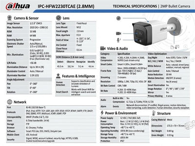 DHA IPC-HFW2230TCAE 2.8MM - CCTV Products & Accessories - 6939554988775