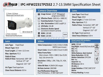 DHA IPC-HFW2231TPZSS2 2.7-13.5MM - CCTV Products & Accessories - 6939554974632