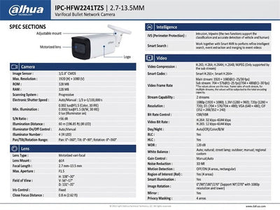 DHA IPC-HFW2241TZS 2.7-13.5MM - CCTV Products & Accessories - 6923172548580