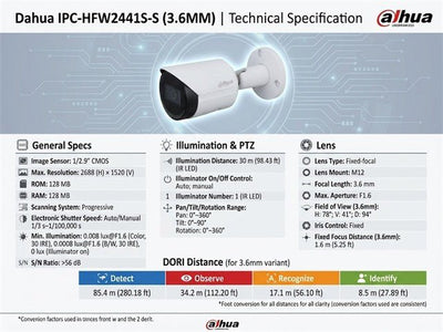 DHA IPC-HFW2441S-S (3.6MM) - CCTV Products & Accessories - 6923172539847