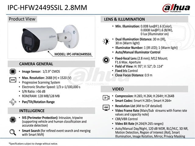 DHA IPC-HFW2449SSIL 2.8MM - CCTV Products & Accessories - 6923172537744