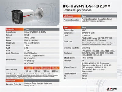 DHA IPC-HFW2449TL-S-PRO 2.8MM - CCTV Products & Accessories - 6939554901263
