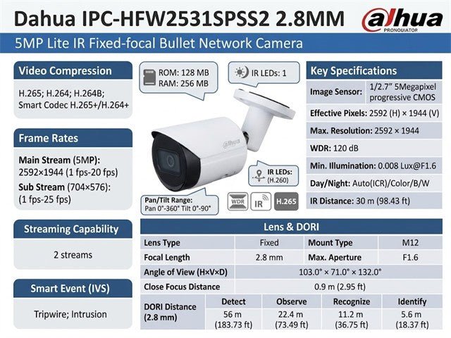 DHA IPC-HFW2531SPSS2 2.8MM - CCTV Products & Accessories - 6939554978128