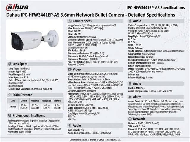 DHA IPC-HFW3441EP-AS 3.6MM - CCTV Products & Accessories - 6923172542052