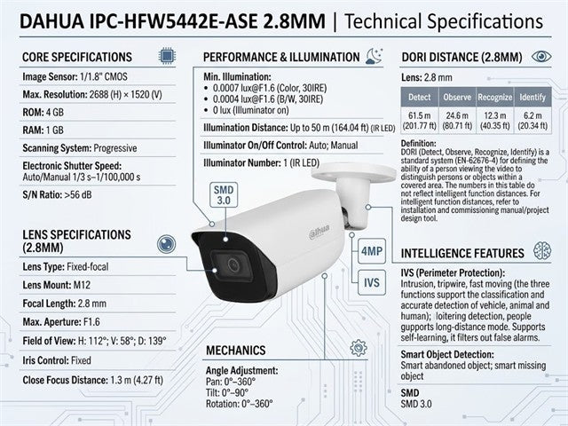 DHA IPC-HFW5442E-ASE 2.8MM - CCTV Products & Accessories - 6923172588586