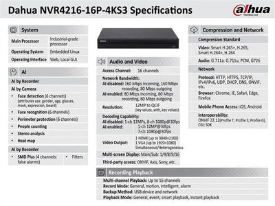 DHA NVR4216-16P-4KS3 - CCTV Products & Accessories - 6923172572578