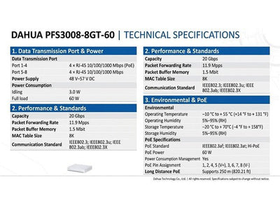 DHA PFS3008-8GT-60 - Network Switches Racks & Accessories - 6923172524911