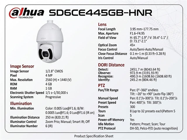 DHA SD6CE445GB-HNR - CCTV Products & Accessories - 6923172585882