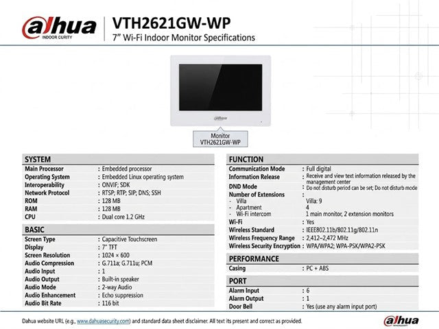 DHA VTH2621GW-WP - CCTV Products & Accessories - 6923172531513