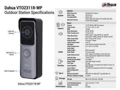 DHA VTO2311R-WP - Access Automation - 6923172532534