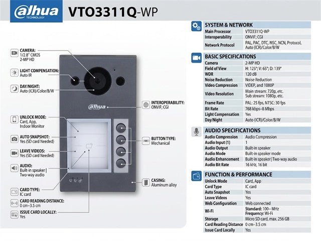 DHA VTO3311Q-WP - Access Automation - 6923172532558