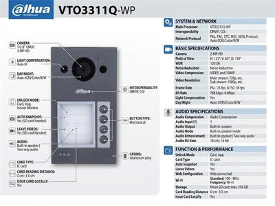 DHA VTO3311Q-WP - Access Automation - 6923172532558
