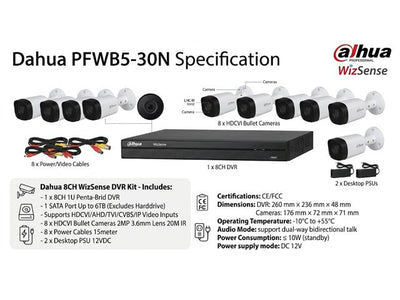 DHA XVR1B08-I/8-B1A21P 3.6MM KIT - CCTV Products & Accessories -