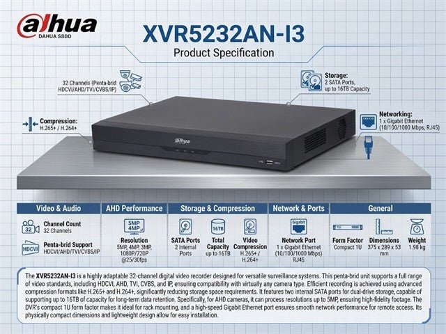 DHA XVR5232AN-I3 - CCTV Products & Accessories - 6923172539762