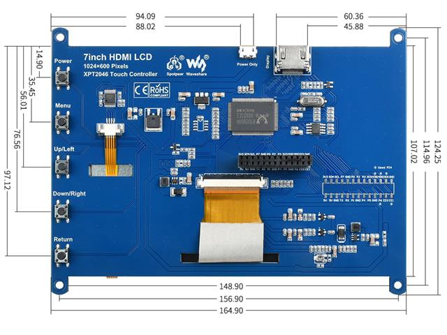 WVS 7IN R TOUCH DISPLAY 1024X600